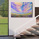 Renkli Bulutlar Yağlıboya Görünüm Dekoratif Kanvas Duvar Tablosu-3474