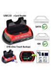 USB 2.0 HARDDİSK DOCKİNG - KART OKUYUCU - HDD KLONLAMA IDE SATA