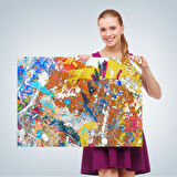 Soyut Yağlıboya Görünüm Dekoratif Kanvas Duvar Tablosu-3477