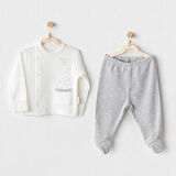 Nessiworld Andywawa AC25704 Sıde Snap Set Mommy's Little Star 2'Li Zıbın Set Grey