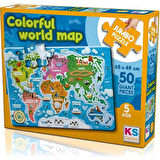 Nessiworld  Games Colorful World Map 50 Parça Puzzle