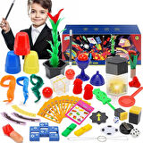 Nessiworld Sihirbazlık Seti - İllüzyon Oyunları Full Set -Kupa-çoğalan zar-Baston-Tobala-çiçek-5 Parça