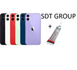 iPhone 12 Arka Batarya Pil Kapağı MAVİ (B7000 15 ML Yapıştırıcı)