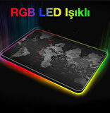 ALLY Dünya Desenli RGB Led Işıklı Oyuncu Mouse Pad 300*250*4MM