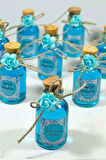 25 Adet Çiçekli Hediyelik Kolonya Şişesi, Nikah Şekeri, Bebek Şekeri - MAVİ