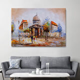 Paris Sokakları Yağlıboya Görünüm Dekoratif Kanvas Duvar Tablosu-3485