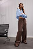 DeFacto Wide Leg Kumaş Pantolon Geniş Bol Paça Basic Düz Çift Cepli Yüksek Bel Standart Boy D4360AX25SPBN142