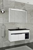 NAPOLİ 100 CM SİYAH LAVABOLU BANYO DOLABI BEYAZ/ANTRASİT - BOY DOLAP HARİÇ 