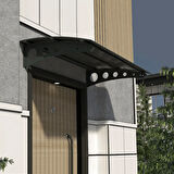 SundurmaX Pratik Metal Sundurma (120X100) Oval Serisi Kapı ve Pencere Üstü Sundurma Koruma Gölgelik Kar Yağmur Kanopi (Antrasit - Füme)