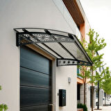 SundurmaX Pratik Metal Sundurma (150X100) Lotus Serisi Kapı ve Pencere Üstü Sundurma Koruma Gölgelik Kar Yağmur Kanopi (Antrasit - Şeffaf)