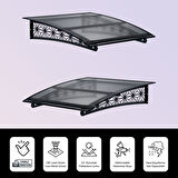 SundurmaX Pratik Metal Sundurma (150X100) Lotus Serisi Kapı ve Pencere Üstü Sundurma Koruma Gölgelik Kar Yağmur Kanopi (Antrasit - Şeffaf)