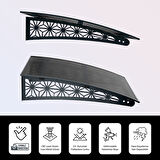 SundurmaX Pratik Metal Sundurma (120X100) Lotus Serisi Kapı ve Pencere Üstü Sundurma Koruma Gölgelik Kar Yağmur Kanopi (Siyah - Füme)