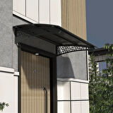 SundurmaX Pratik Metal Sundurma (120X100) Selçuklu Serisi Kapı ve Pencere Üstü Sundurma Koruma Gölgelik Kar Yağmur Kanopi (Siyah - Füme)