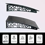 SundurmaX Pratik Metal Sundurma (175X100) Çakıl Taşı Serisi Kapı ve Pencere Üstü Sundurma Koruma Gölgelik Kar Yağmur Kanopi (Siyah - Füme)