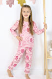 Kız Çocuk Orta Kalınlıkta Basic Baskılı Pijama Takımı