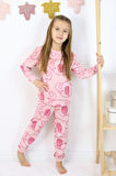 Kız Çocuk Orta Kalınlıkta Basic Baskılı Pijama Takımı