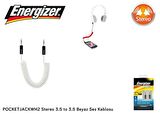 Energizer POCKETJACWH2 Stereo 3.5 to 3.5 Beyaz Ses Kablosu