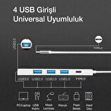 Coofbe Type-C Dönüştürücü 5in1 Type-C Hub Type C to Usb Dönüştürücü 4 Usb Portlu Adaptör Hub Çoklayıcı
