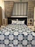 NİVEMESHOME MAVİ DESENLİ 200X230 TEK PİKE ÖRTÜSÜ ÇİFT KİŞİLİK