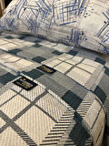 NİVEMESHOME MAVİ DESENLİ 200X230 TEK PİKE ÖRTÜSÜ ÇİFT KİŞİLİK