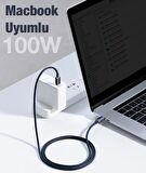 Baseus Super Şarj 1.2MT 100W Type-C to Type-C Şarj Data Kablosu Macbook Notebook Laptop Şarj Kablosu