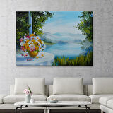 Yaz Deniz Manzarası Yağlıboya Görünüm Dekoratif Kanvas Duvar Tablosu-3498