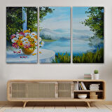 Yaz Deniz Manzarası Yağlıboya Görünüm Dekoratif Kanvas Duvar Tablosu-3498