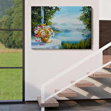 Yaz Deniz Manzarası Yağlıboya Görünüm Dekoratif Kanvas Duvar Tablosu-3498