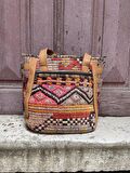  Bohem El Dokuma Omuz Çantası, Tasarım Çanta, Etnik Çanta, Otantik Çanta, Kilim Çanta