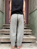 Bohem Müslin Taşlanmış Haki Kadın Pantolon, Salaş Pantolon, Rahat Pantolon, Yoga Pantolon,