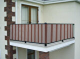 Ceylan Home Balkon Demir Perdesi Bağcıklı Kahve İnce Çizgili 350x80