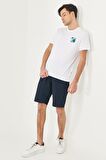 Slim Fit Dar Kesim Armürlü %100 Pamuk Casual Chino Şort
