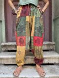 Unisex Nepal Patchwork Pantolon, Salaş Pantolon, Rahat Pantolon, Renkli Şalvar