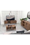 Mezza SET 1583-2072-1622 EXXEN (AHŞAP AYAKLI) TV ÜNİTESİ - ORTA SEHPA - KONSOL SETİ HAT RENGİ