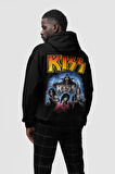 Kiss Baskılı Unisex Oversize Müzik Grubu Rock Metal Hoodie