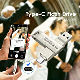Microdrive 128 Gb Type C Ve Usb Flash Bellek Otg Çift Giriş 3.0 2in1 