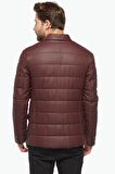 Morazzi Blazer Şişme Deri Ceket Bordo