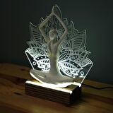 Veraart Işıklı Kişiselleştirilebilir Lotus Çiçeği Yoga Yapan Kadın Biblo Gece Lambası Dekoratif Obje