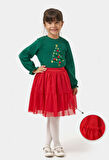 Kız Çocuk Ponponlu Simli Etekli Yılbaşı Takımı NBK-24903