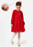 Kız Çocuk Fitilli Fiyonklu Yılbaşı Elbisesi NBK-24920