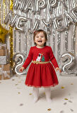 Kız Bebek Beli Fiyonk Detaylı Anvelop Yılbaşı Elbise NBK-24923