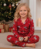 Kız Çocuk Yılbaşı Yeniyıl Temalı Pazen Pijama Takımı KAPI-8255