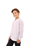 Polo Yaka Erkek Çocuk Uzun Kollu Sweatshirt Beyaz