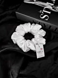 Çocuk Saten Toka / S - İnci Işıltısı – Tekli Lüks Lastik Model Scrunchie