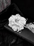 2'li Lüks Kadın Saten Toka - İnci Işıltısı – Lastik Model Scrunchie - Anne Kız Kombini