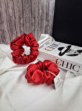 Kadın Saten Toka / M- Kızıl Miras – Tekli Lüks Lastik Model Scrunchie