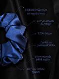 Kadın Saten Toka / M - Derin Mavi – Tekli Lüks Lastik Model Scrunchie
