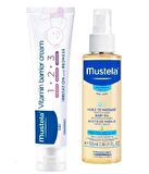 Mustela Baby Oil Masaj Yağı 100 ml+Vitamin Barrier Cream 1.2.3 Pişik Kremi 100 ml