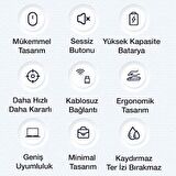 Coofbe Şarjlı Kablosuz 2.4 Bluetooth Mouse Kablosuz Mouse 1000-1600 DPI Mac İos Windows Apple Mouse