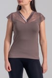 Belinay 8027 Kadın Likralı Dantelli V Yaka Body Vizon M